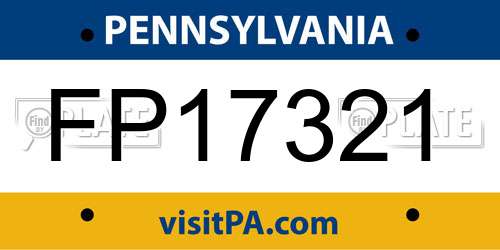 FP17321 Pennsylvania License Plate