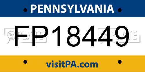 FP18449 Pennsylvania License Plate