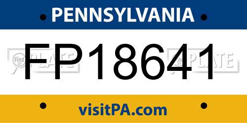 FP18641 Pennsylvania License Plate