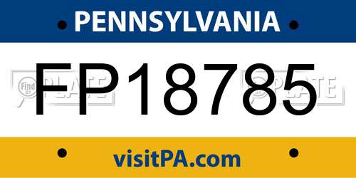 FP18785 Pennsylvania License Plate