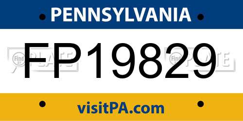 FP19829 Pennsylvania License Plate