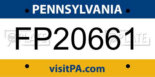 FP20661 Pennsylvania License Plate