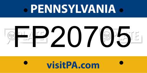 FP20705 Pennsylvania License Plate