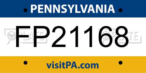 FP21168 Pennsylvania License Plate