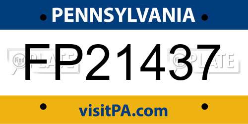 FP21437 Pennsylvania License Plate