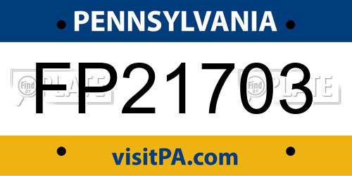 FP21703 Pennsylvania License Plate