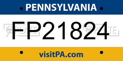 FP21824 Pennsylvania License Plate