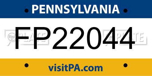 FP22044 Pennsylvania License Plate