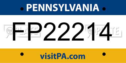 FP22214 Pennsylvania License Plate