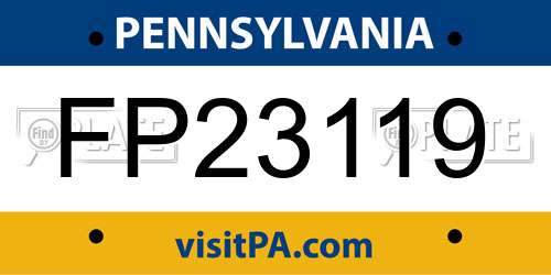 FP23119 Pennsylvania License Plate