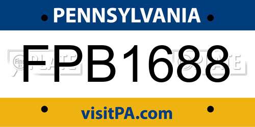 FPB1688 Pennsylvania License Plate