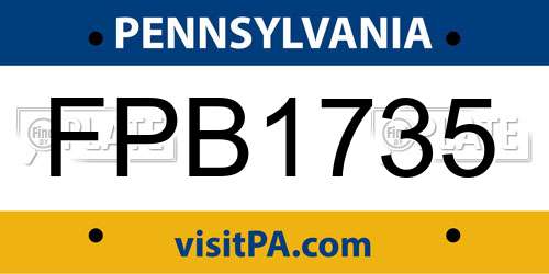 FPB1735 Pennsylvania License Plate