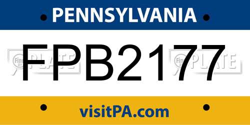 FPB2177 Pennsylvania License Plate