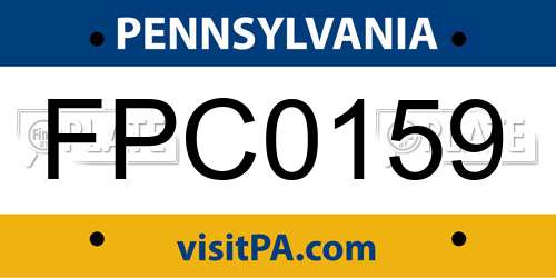 FPC0159 Pennsylvania License Plate