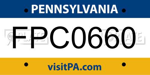 FPC0660 Pennsylvania License Plate