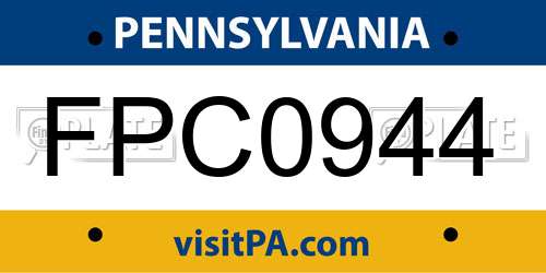 FPC0944 Pennsylvania License Plate