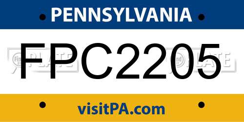 FPC2205 Pennsylvania License Plate