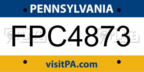 FPC4873 Pennsylvania License Plate