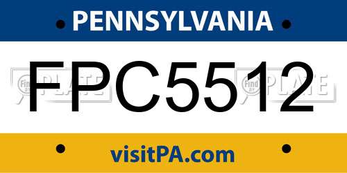 FPC5512 Pennsylvania License Plate