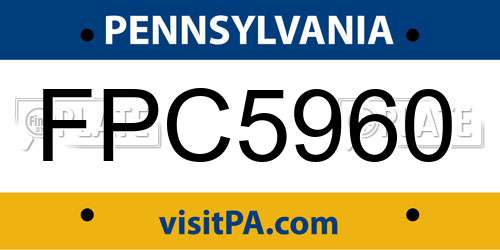 FPC5960 Pennsylvania License Plate
