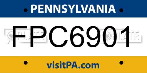 FPC6901 Pennsylvania License Plate