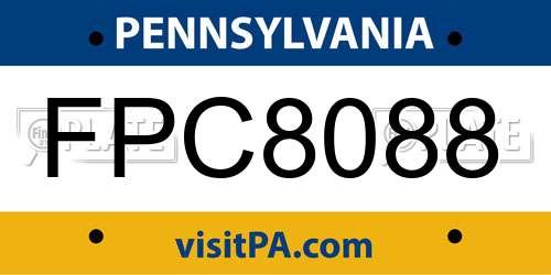 FPC8088 Pennsylvania License Plate