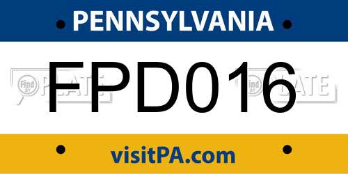 FPD016 Pennsylvania License Plate