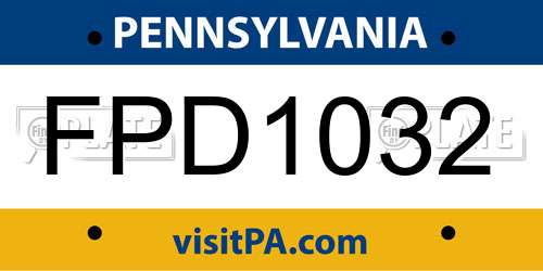 FPD1032 Pennsylvania License Plate