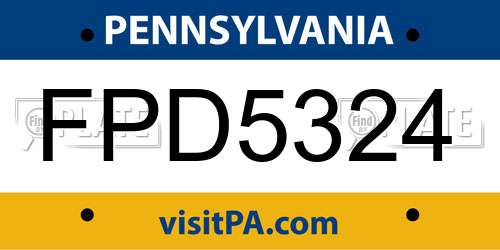 FPD5324 Pennsylvania License Plate