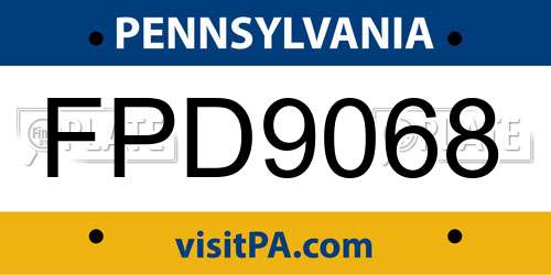 FPD9068 Pennsylvania License Plate