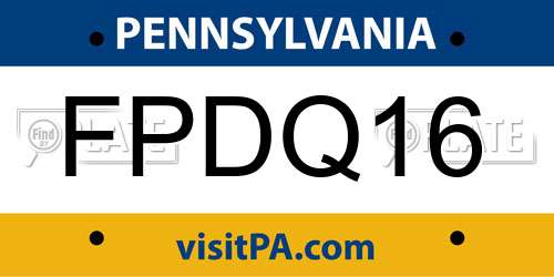 FPDQ16 Pennsylvania License Plate