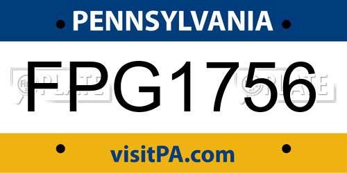 FPG1756 Pennsylvania License Plate