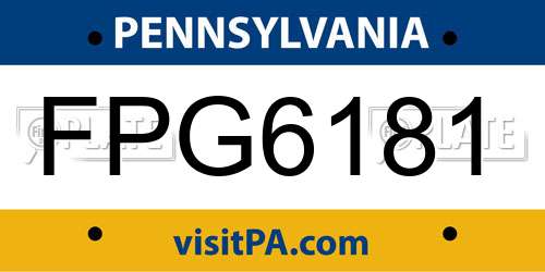 FPG6181 Pennsylvania License Plate