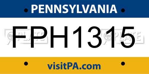 FPH1315 Pennsylvania License Plate