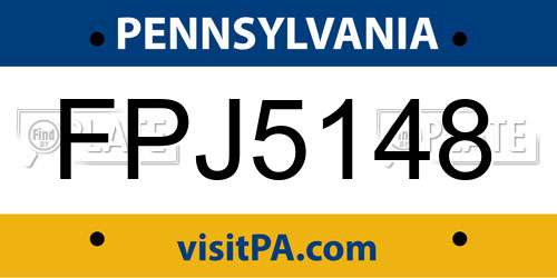 FPJ5148 Pennsylvania License Plate