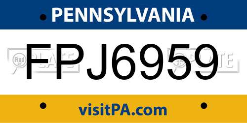 FPJ6959 Pennsylvania License Plate