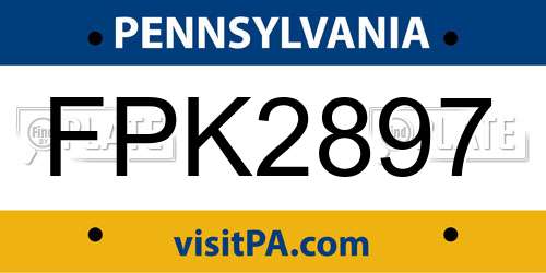 FPK2897 Pennsylvania License Plate