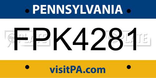 FPK4281 Pennsylvania License Plate