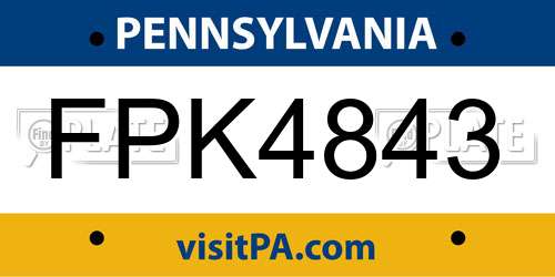 FPK4843 Pennsylvania License Plate