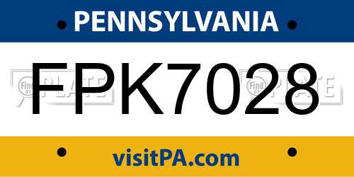 FPK7028 Pennsylvania License Plate