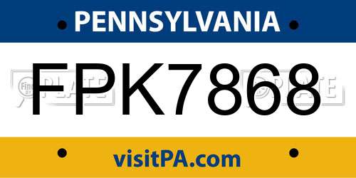 FPK7868 Pennsylvania License Plate