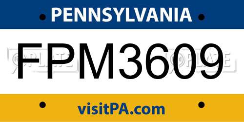 FPM3609 Pennsylvania License Plate