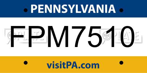 FPM7510 Pennsylvania License Plate