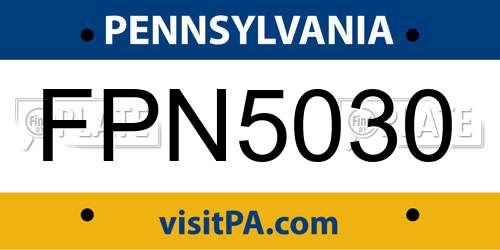 FPN5030 Pennsylvania License Plate