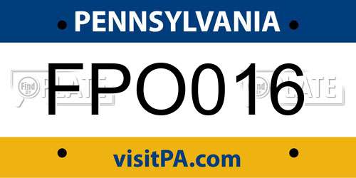 FPO016 Pennsylvania License Plate
