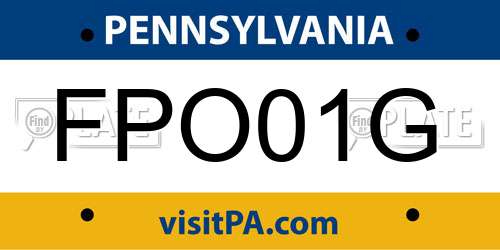FPO01G Pennsylvania License Plate