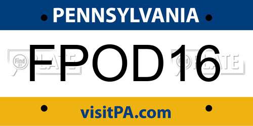 FPOD16 Pennsylvania License Plate