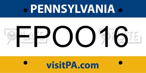 FPOO16 Pennsylvania License Plate