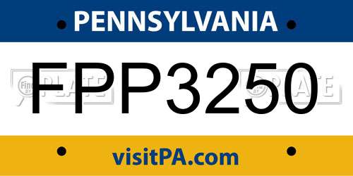 FPP3250 Pennsylvania License Plate