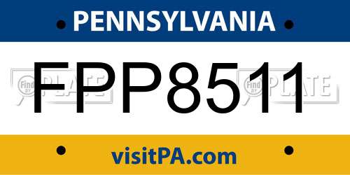 FPP8511 Pennsylvania License Plate